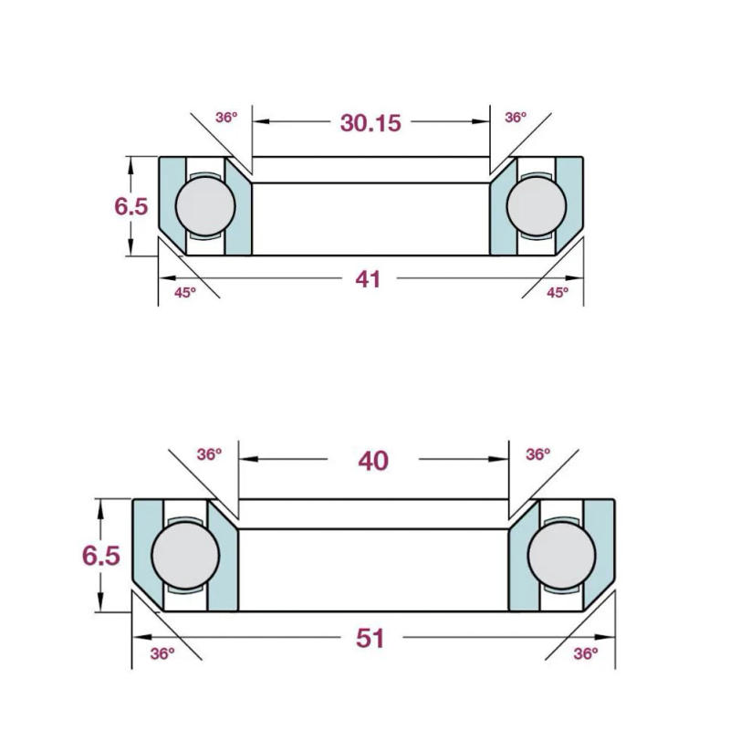 Description Picture 3 of item2pcs Bicycle Headset Bearings For Trek Madone Domane Emonda 30.15x40x6.5/ 40x51x6.5mm MTB Road Bike Headset Bearing Repair Parts