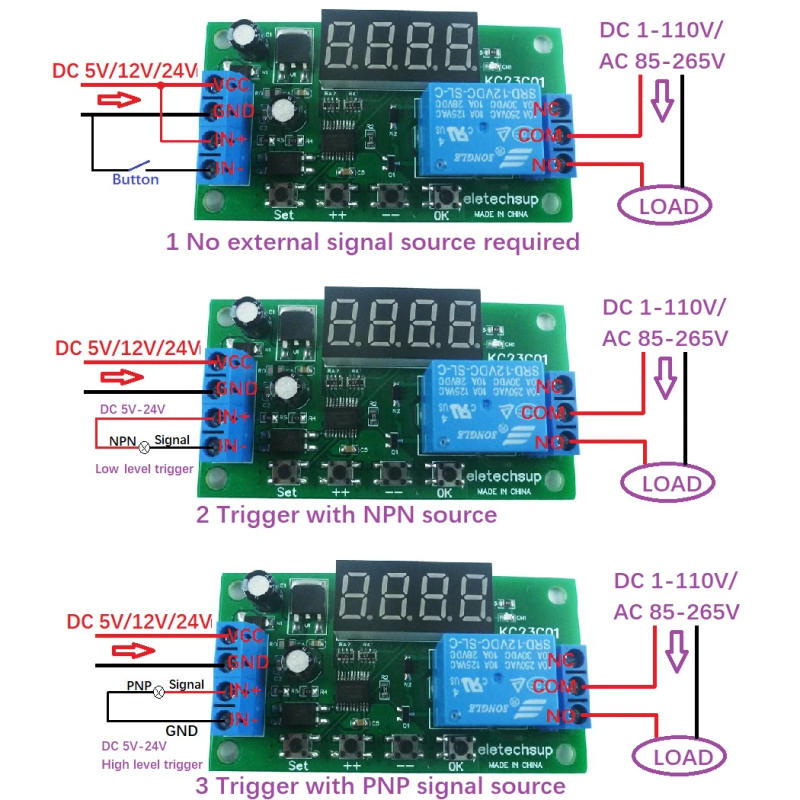 Description Picture 3 of itemDC 5V 12V 24V Multifunction Pulse Counter Trigger Delay Timer Relay Simple PLC Module for Smart Home