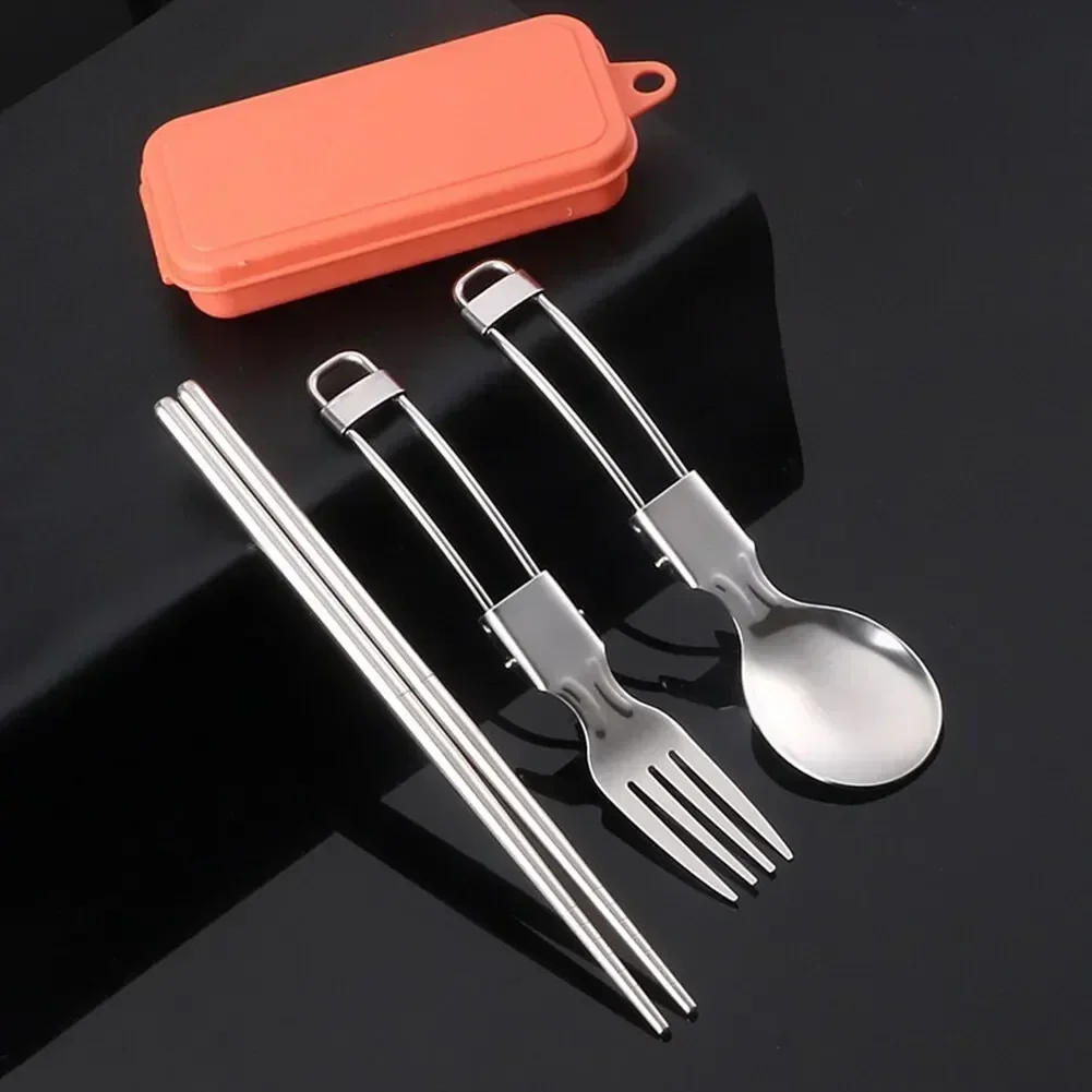 Description Picture 6 of item304 Stainless Steel Solding spoon Creative Tableware Outdoor Portable Three-Fold Spoon Fork Travel Folding Spoon camping gear