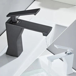 Basin Faucet Brass Grey Bathroom Mixer Tap Black/White Wash basin Single Handle Hot and Cold Lavotory