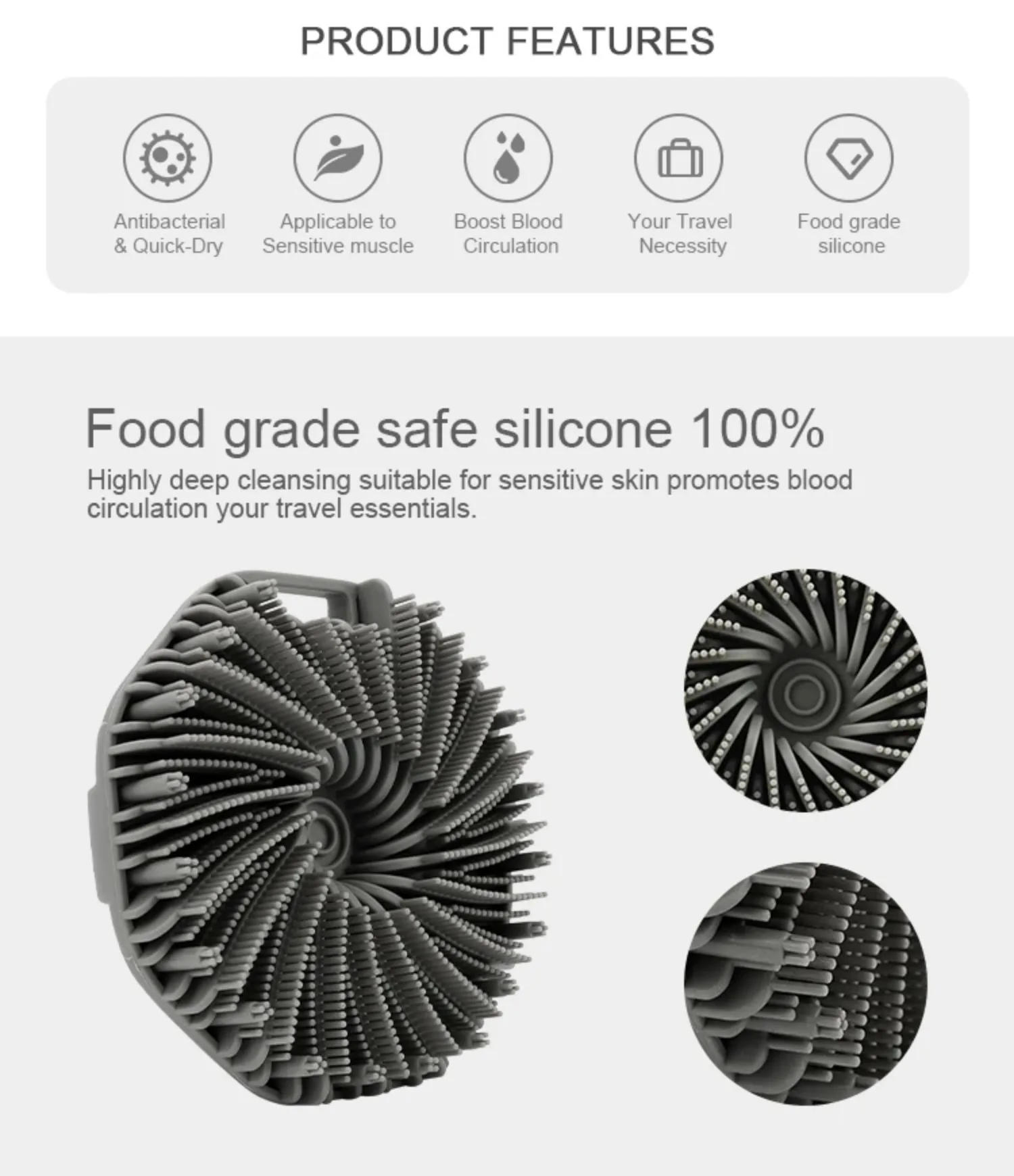 Description Picture 5 of itemSoft Silicone Body Scrubber Shower Accessories Bathroom Bath Body Dry Shampoo Brush Foamy Hair Brush Bathing Accessories