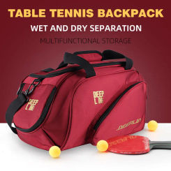 Deeplin Table Tennis Bag Sports Backpack Large Capacity Travel Bag Made of Thick Material Ping Pong Sport Dry Wet Separation