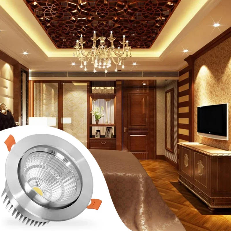Description Picture 4 of itemCRI90 Dimmable Embedded LED Downlights Angle Adjustable AC90-260V 5W/7W9W12W/15W18W20W Aluminum COB Spotlights Ceiling lamp
