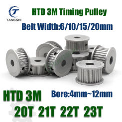 HTD 3M 20 21 22 23Teeth Timing Pulley Bore 4mm~12mm For Belt Width 6/10/15/20mm Synchronous Wheel HTD 3M 20T 21T 22T 23T Pulley