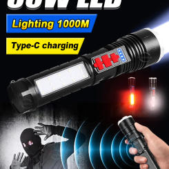 5 Modes Powerful Led Flashlights with COB Side Light Tactical Torch Lantern Type-C Hand Lamp IPX-6 Waterproof Rechargeable light