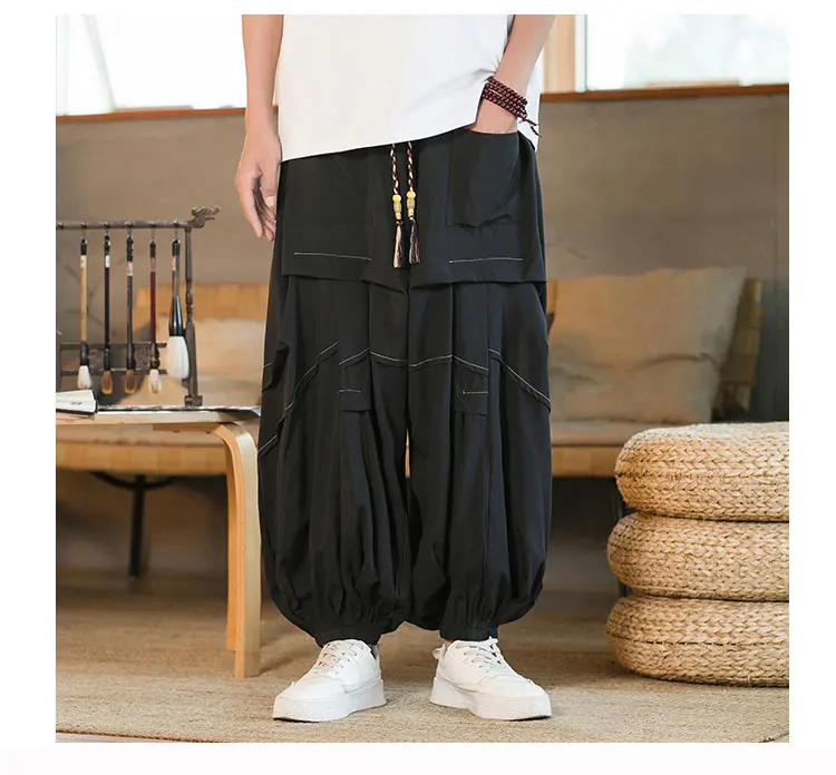 Description Picture 2 of itemSpring Summer Men Splice Fashion Loose Casual Oversized Wide Leg Harem Pants Women Skirt Trousers Plus Size M-5XL