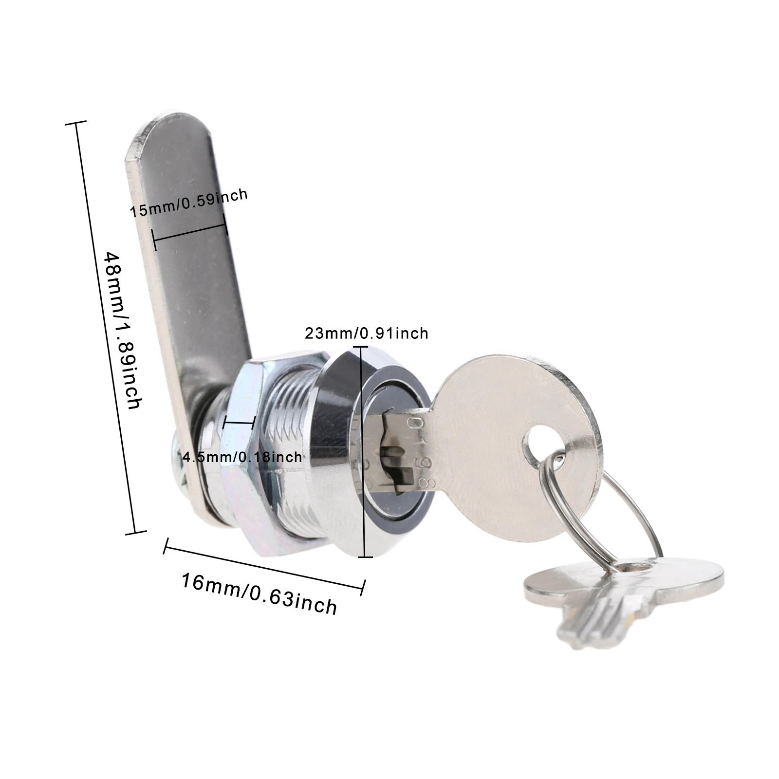 Description Picture 5 of item5kits Mutual Open Cam Locks+ 10 alike Keys 5/8 inch Cylinder Zinc Alloy 90 Degree Rotation 48mm Block Secure Drawer RV Locker