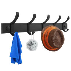 1Pcs Coat Rack Wall Mounted 5 Moveable Double Hooks Aluminum Coat Hook Clothes Towel Hanger for Bathroom Kitchen Accessories