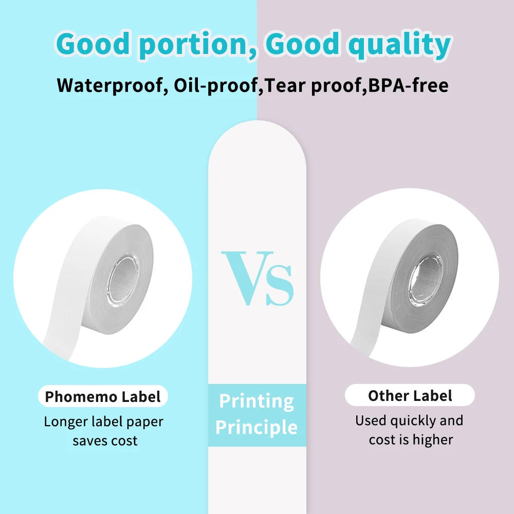 Description Picture 4 of itemPhomemo 3 Rolls Q30 White Sticker Waterproof Paper Adhesive Label White Anti-Oil For Q30 D30 Mini Portable Thermal Printer Tape