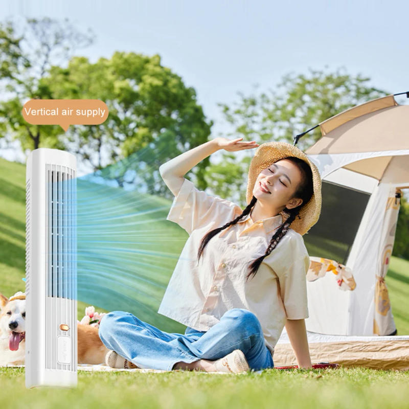 Description Picture 5 of itemPortable Desk Fan Bladeless Tower Fan USB Rechargeable 1200mAh Portable Bladeless Fan Standing Tower Fan for Living Room Bedroom