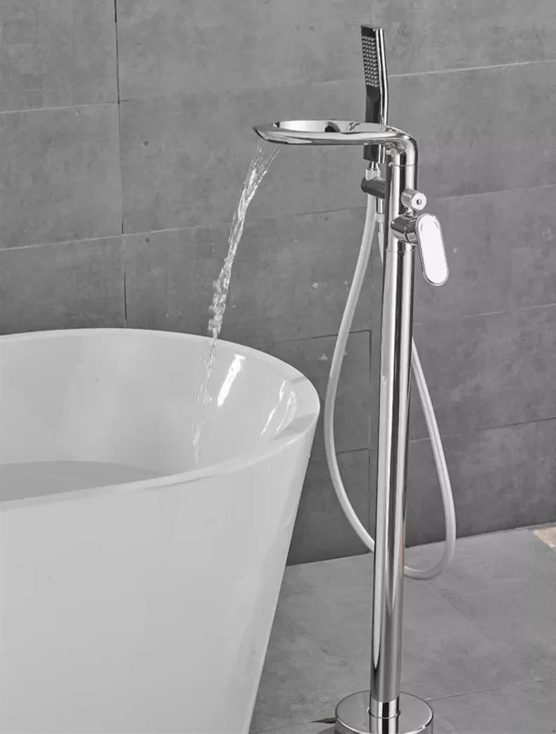 Description Picture 4 of itemBlack Faucet Set Floor Decked Brass Waterfall Bathtub Mixer Morden Style Bathroom Taps