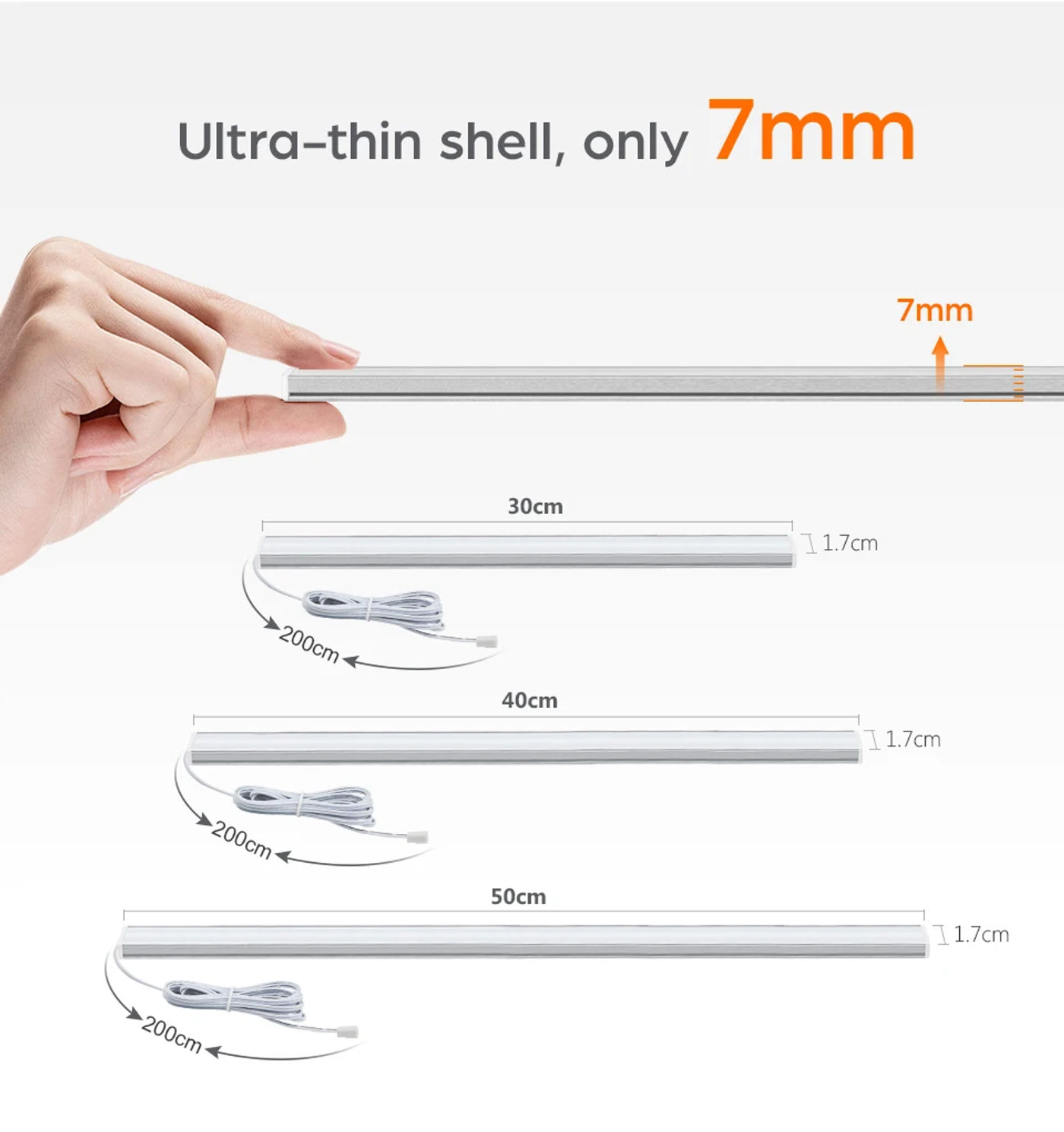 Description Picture 4 of item1-6Pcs Penetrable Wood Panel 25MM Bar Light Closet with Motion Sensor Hand Scan Cabinet Light Touch Dimmable Switch Smart Lamp