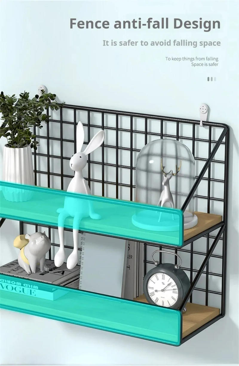 Description Picture 6 of itemCreative Wall Mounted Shelves, Bedroom Iron Wall Hanging Storage Racks, Storage Baskets, Hanging Shelf, Home Organization