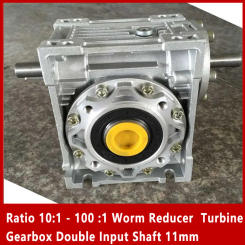 Ratio 10:1 - 100 :1 Worm Reducer NRV040-VS Turbine Gearbox Double Input Shaft 11mm