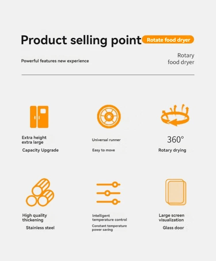 Description Picture 4 of itemLarge Commercial Dry Fruit Machine Automatic Rotating Fruit Dryer Household Fruit and Vegetable Air Dryer Food Dehydrator