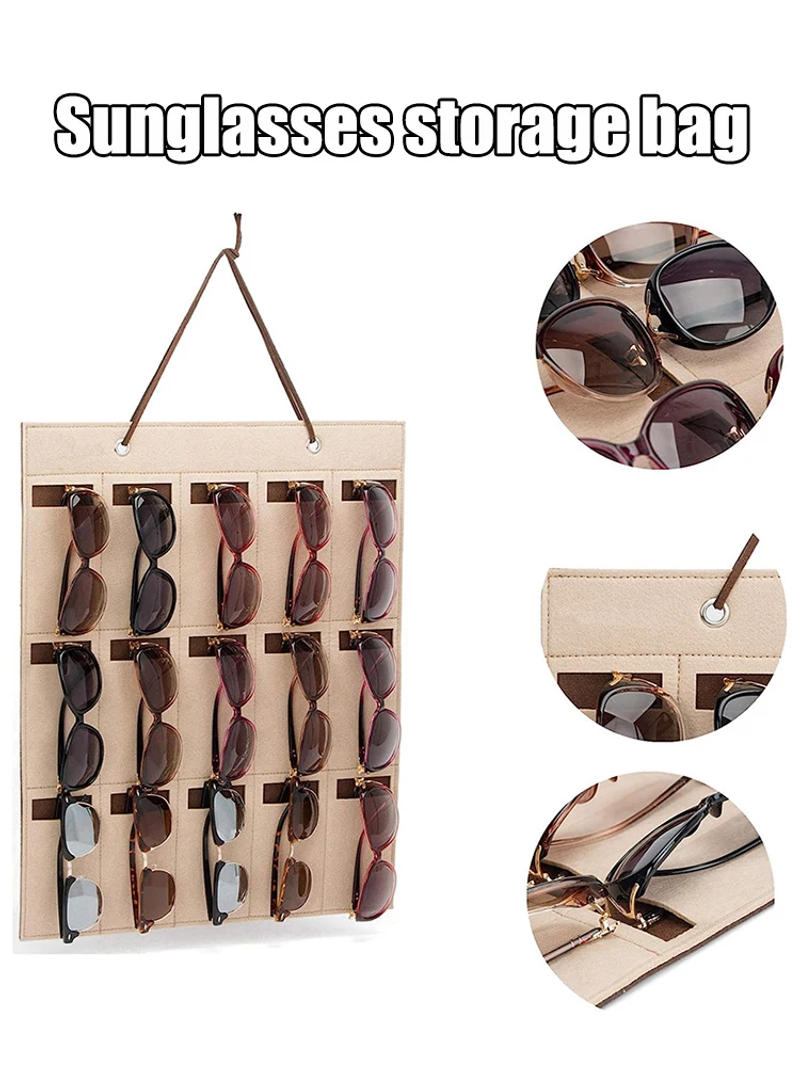 Description Picture 3 of item1PC Dressing room wall hanging bag Multifunctional sunglasses display box Sunglasses storage bag Glasses organizer bag foldable