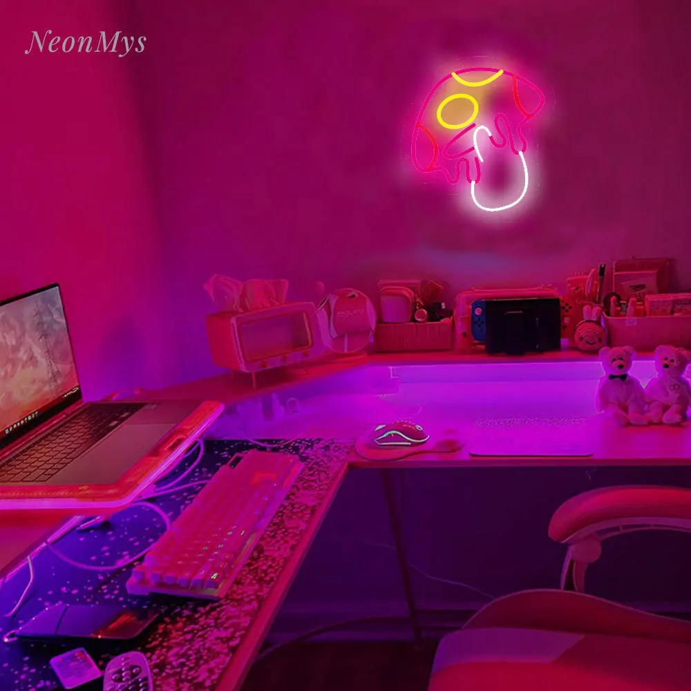 Description Picture 3 of itemMushroom Neon Sign for Wall Decor Game Decor Holiday Gift For Children Kids Girl Bedroom Living Room Decor Lamp Signs LED Lamp