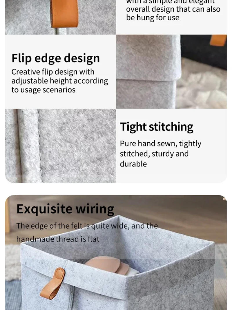 Description Picture 6 of itemVarious Clothes Felt Storage Baskets Home Bathroom Laundry Bucket Office Sundries Box Toy Storage Box Dormitory Underwear Storag