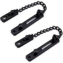 2 Pack Door Chain Lock, Stainless Steel Security Chain Guard, Polished Door Latch With Screws, Black