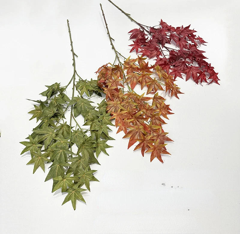 Description Picture 2 of itemArtificial Maple Leaf Branches Fake Green Plants Home Living Room Decoration Simulation Plant Silk Maples Leaves Greening