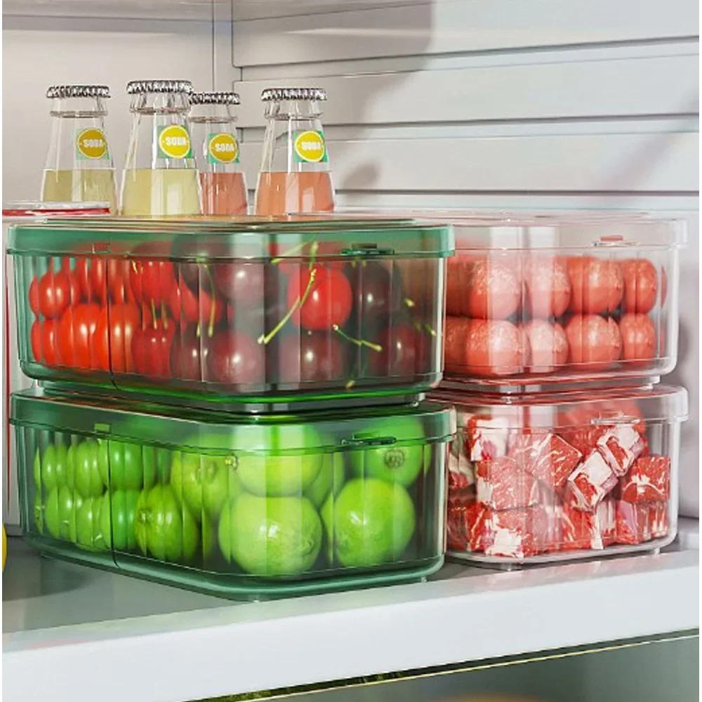 Description Picture 5 of itemRefrigerator Storage Box With Lid Food Fresh-Keeping Organizer Boxes Fridge Fruit Vegetable Storage Containers Case For Kitchen