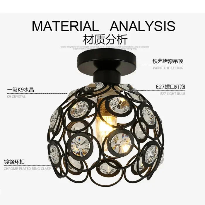 Description Picture 5 of item2024 New American Exquisite Corridor Aisle Ceiling Lamp American Clothing Store Cashier Entrance Single Head Crystal Chandelier