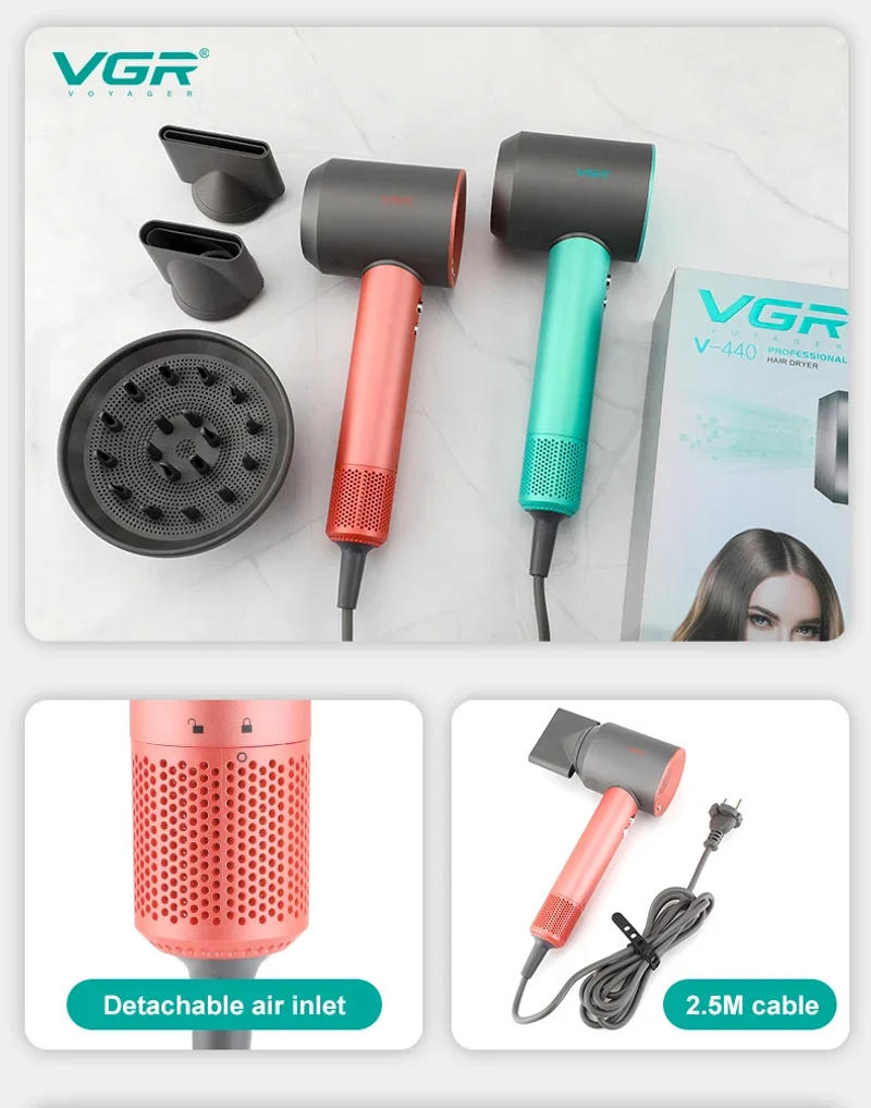 Description Picture 5 of itemVGR Hair Dryer Professional Blow Dryer 110000 RPM Negative Ion Air Blower Adjustable Heat Finishing Hair Dryer Women V-440