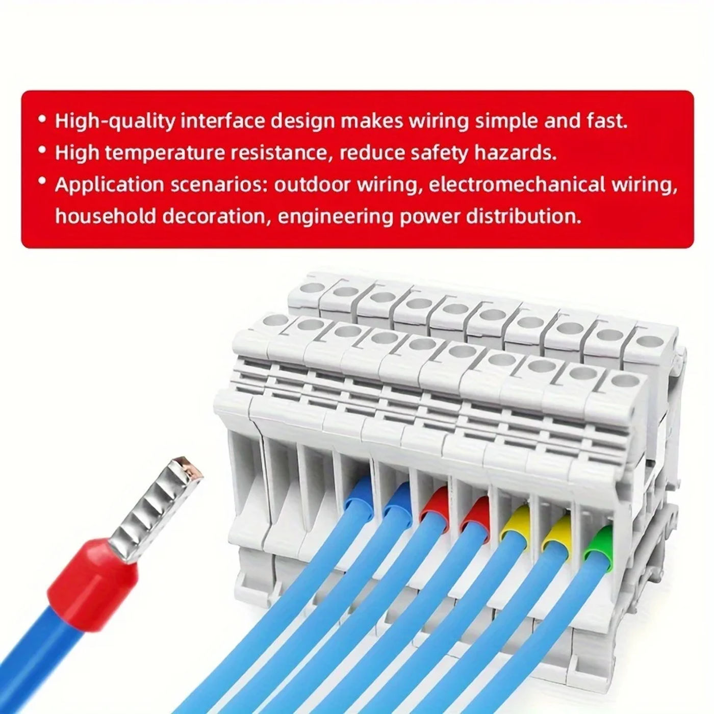 Description Picture 4 of item100PCS Electrical Tube Terminals Suit VE Tubular Block Cord End Connectors Cable Wire Connector