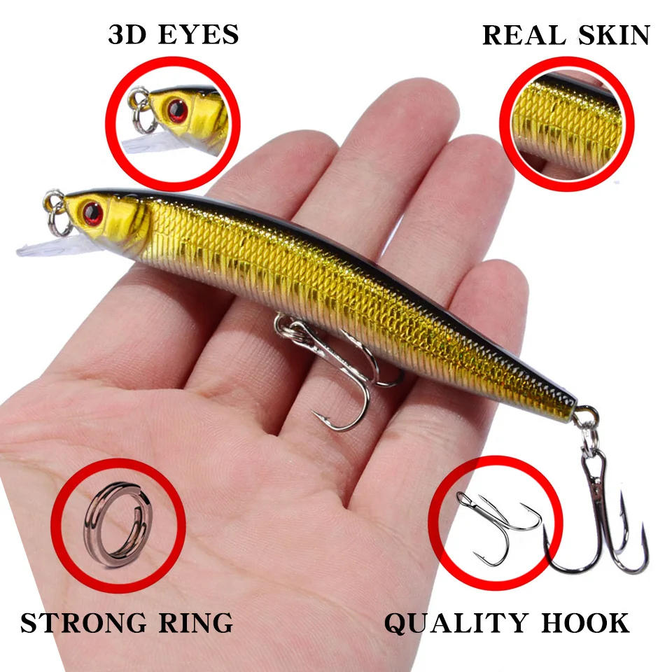 Description Picture 2 of item1Pcs Japanese Minnow Fishing Lures Floating Hard Bait95mm 7g Artificial Bait Wobbler Crankbait Carp Perch Pesca Fishing Tackle
