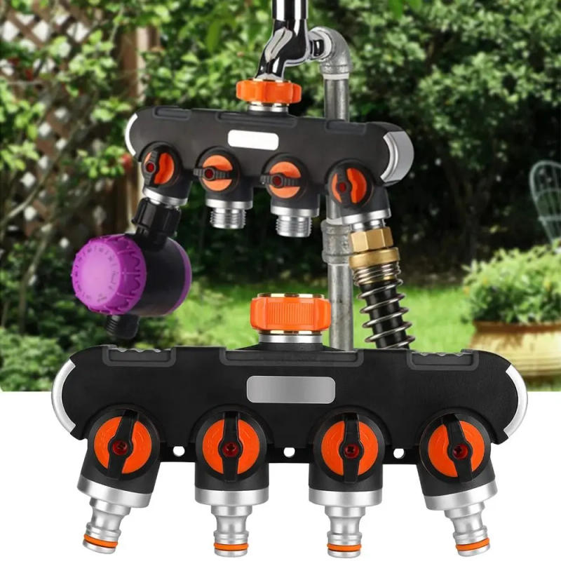 Description Picture 6 of item4 Independent Switches Garden Hose Splitter Splitter Design Durable Material Hose Connector Splitter Tap Connector Robust Valve