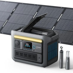 C800 Plus Portable Power Station with 200W Solar Panels 1200W (Peak 1600W) Solar Generator with Camping Lights 768Wh Battery