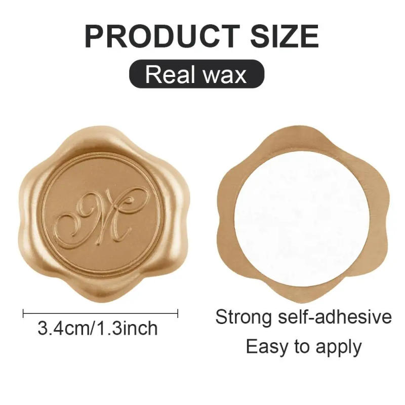 Description Picture 2 of item30pcs/set Seal Wax Stamp Stickers with Strong Self-adhesive Olive Branch Tree Letter A/B/M/R Design Stamps DIY Invitations Gift