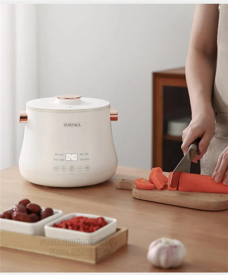 Description Picture 6 of item1.6L Portable Rice Cooker Ceramic Glaze Nonstick Electric Cooker with Stew Cup 220V Household Kitchen Appliances