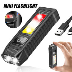 Mini Portable LED COB Flashlight Camping Working Torch with Tail Magnet Clip 8 Lighting Modes Outdoor Emergency Lighting Lantern