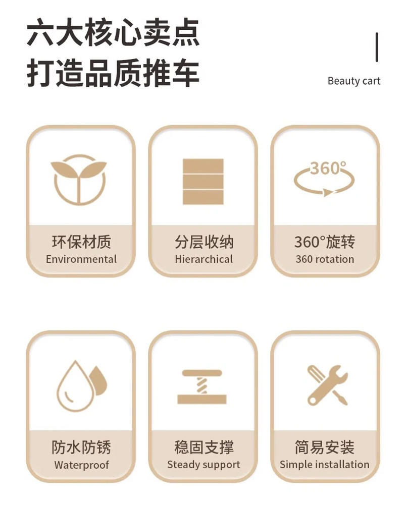 Description Picture 5 of itemRolling Beauty Cart Salon Trolley Tool Manicure Cosmetic Salon Trolley Tattoo Lash Carrello Attrezzi Beauty Furniture KMST