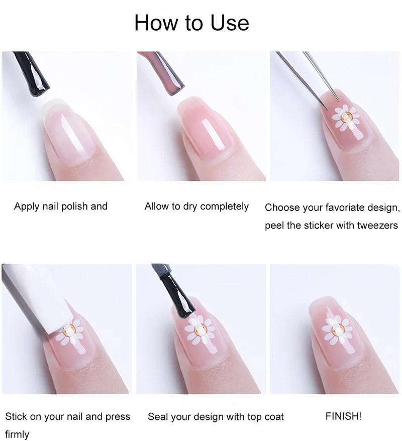 Description Picture 2 of item5D Cute Moon Star Heart Butterfly Bow Nail Stickers High Quality Star Moon Butterfly Nail Art Slider Decorative Nail Stickers