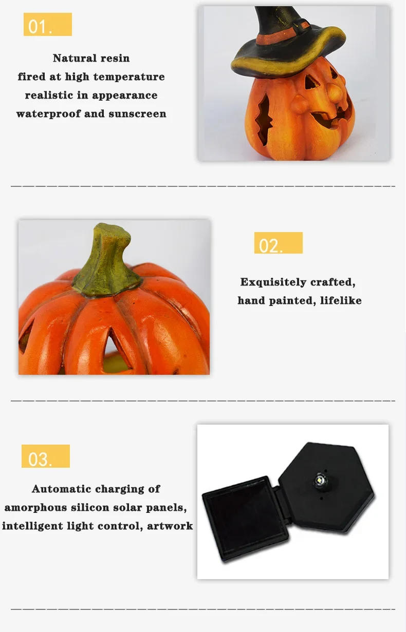 Description Picture 6 of itemSolar Outdoor Lamps Waterproof Lights Garden Villa Landscape Decoration Resin Ground Path Lawn Layout Pumpkin Halloween Lanterns
