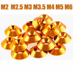 M2 M2.5 M3 M3.5 M4 M5 M6 Aluminum Alloy Washers Brass Countersunk Head Gasket Umbrella Washers DIY Parts