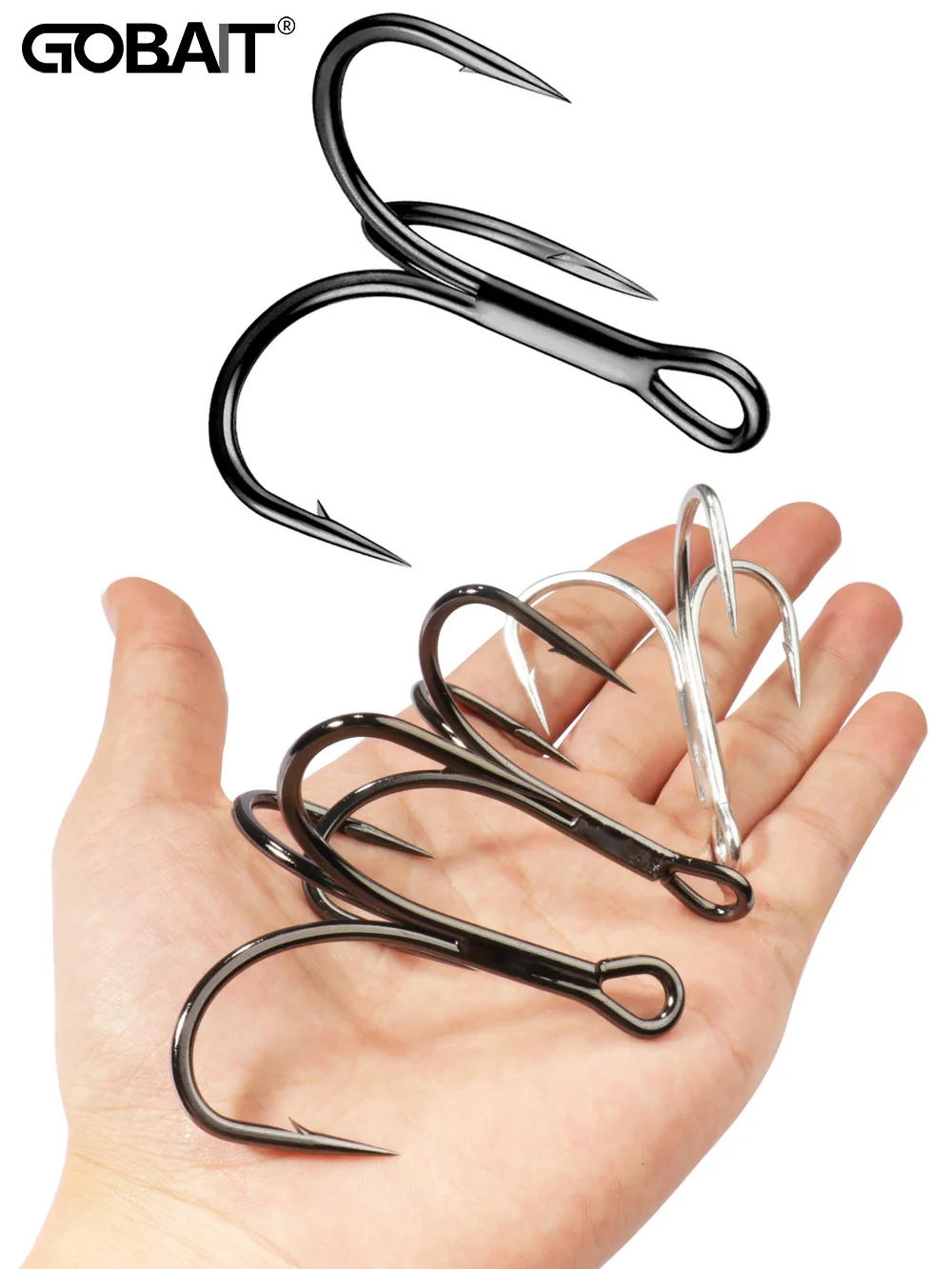Description Picture 4 of itemHuge Treble Hooks 4X Strong 1#-10/0# Fishhook Super Sharp Barbed Carbon Steel Anchor Tackle Round Bend Angle for Big Fish Hook