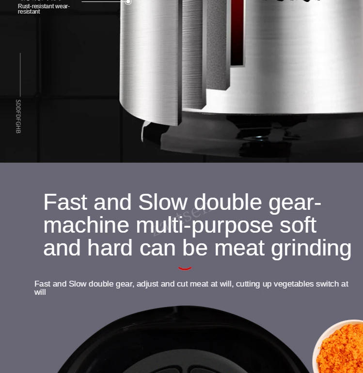 Description Picture 6 of item2 Speed Stainless steel Electric Chopper Meat Grinder Mincer Food Processor Slicer Meat Cutter  Food Chopper Electric