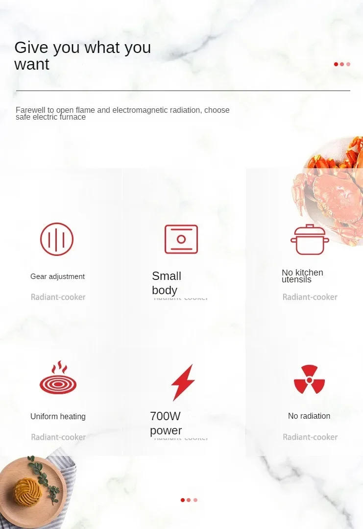 Description Picture 3 of itemMini Electric Ceramic Infrared Heating Stove Milk Water Boiler Heater Coffee Moka Countertop Burner Stew Hotpot Induction Cooker