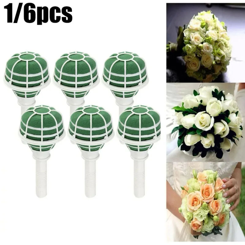 Description Picture 2 of item1/6Pcs 18cm Bridal Wedding Flower Decoration Bouquet Foam Holder Green DIY Floral Handle Base Bracket Supply Party DIY Supplies