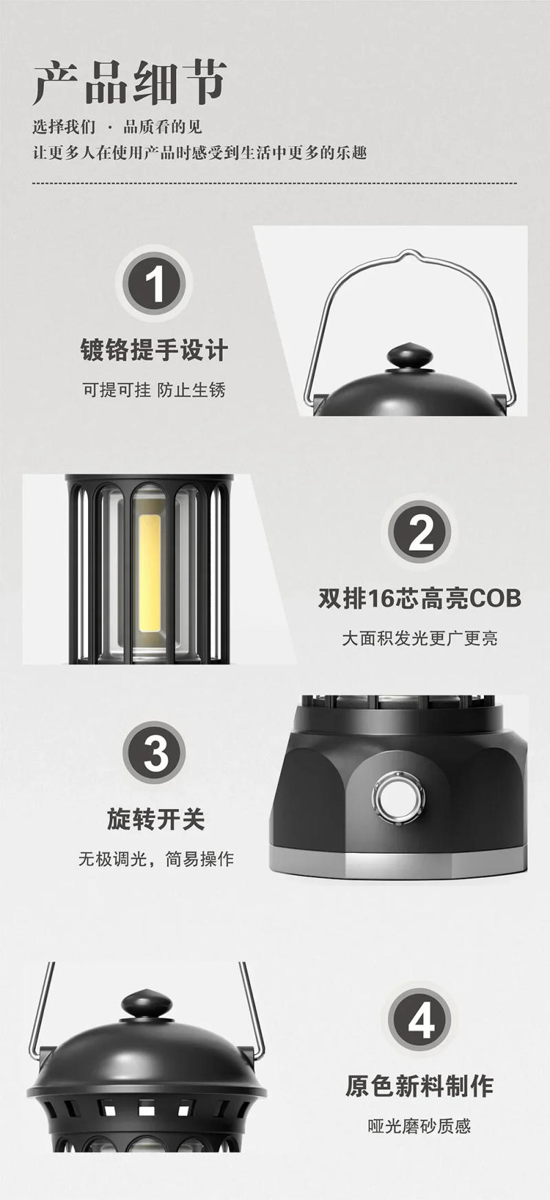 Description Picture 5 of item2024 New Solar Retro Camping Light Outdoor Light Charging Multi functional Tent Camping Equipment Outdoor Accessories