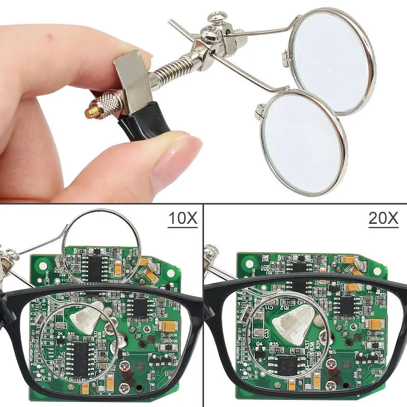 Description Picture 6 of itemClip Magnifier for Watch Repair Double Lenses Magnifying Glass 10X Mini Monocular Magnifier Rotable Lens Stainless Steel Frame