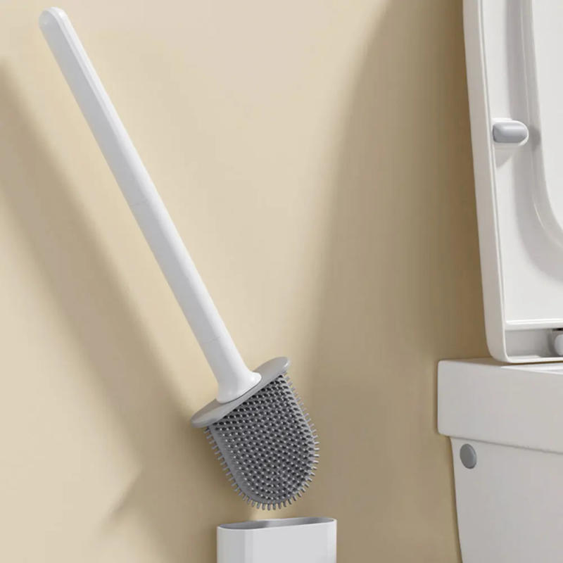 Description Picture 2 of itemSilicone Toilet Brush With Holder Wall-Mounted Toilet Cleaning Brush Rubber Bristle Toilet Cleaner Brushes Bathroom Accessories