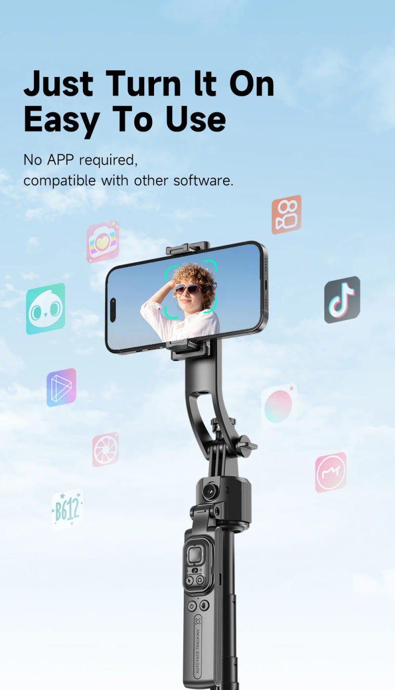 Description Picture 6 of item5 in 1 Selfie Stick Gimbal Stabilizer For Smartphone With Bluetooth Remote Intelligent AI Follow-Up Anti Shake Pan Tilt Tripod