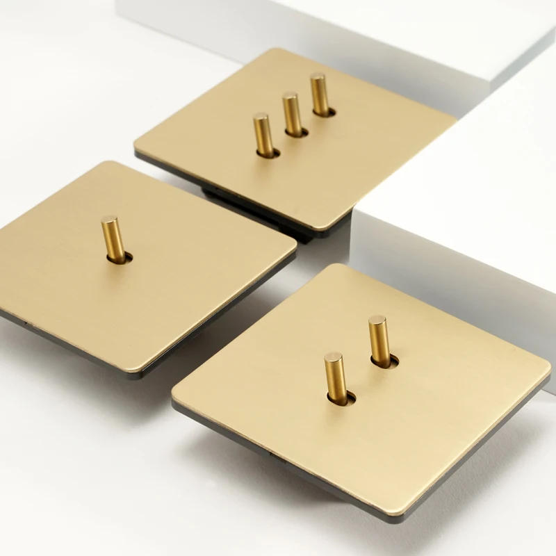 Description Picture 2 of itemWall Light Toggle Switch Gold Stainless Steel Panel 1-4 Gang 2 Way Switch EU Socket For Home