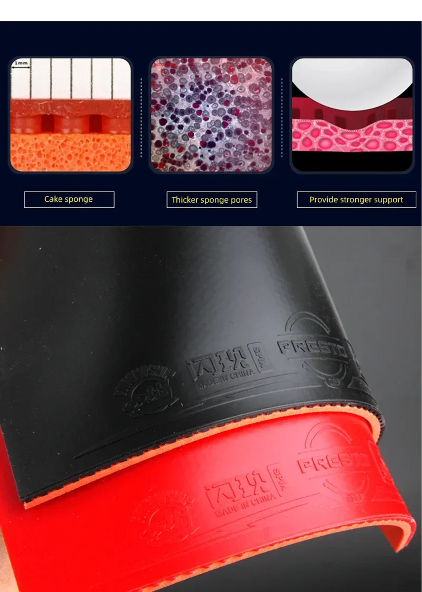 Description Picture 3 of item729 Friendship Presto Speed Spin MAX Table Tennis Rubber Professional Elastic Ping Pong Rubber with Cake Sponge Slightly Sticky