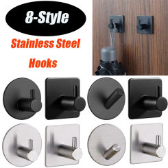304 Black Robe Hook Wall Hook Towel Hook for Bathroom Stainless Steel Coat Hook Rustproof Hook Hanger for Kitchen Hardware