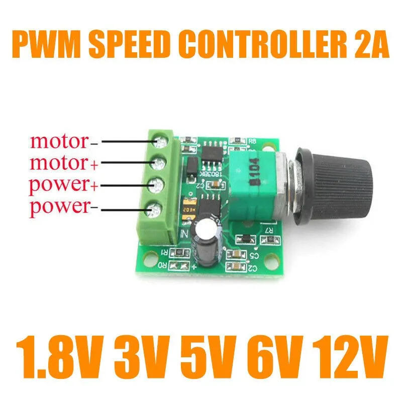 Description Picture 3 of item10-1PC DC 1.8V 3V 5V 6V 12V 2A PWM Motor Speed Controller Low Voltage Potentiometer PWM Adjustable Drive Module Switch Kit